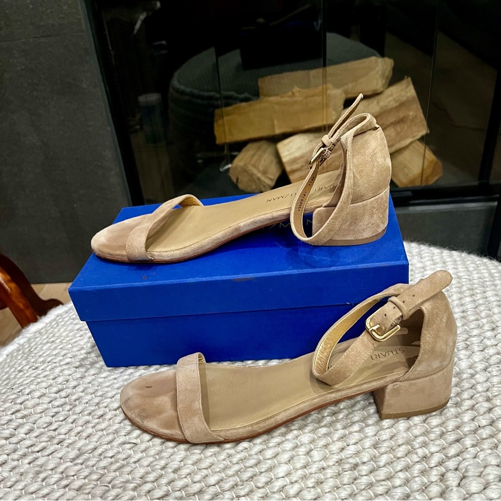 Stuart Weitzman Nudist June Low Block Heel Sandal Size 11